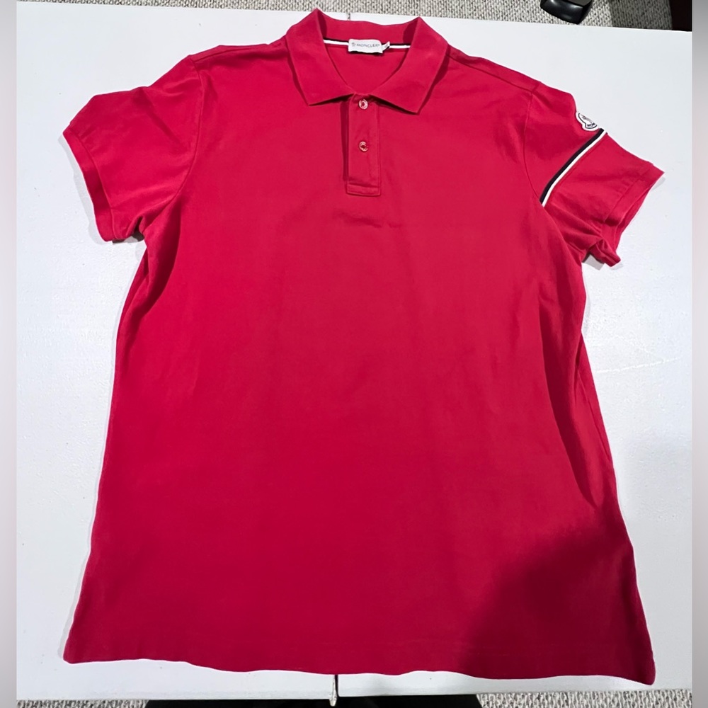 Moncler Red Short Sleeve Polo Shirt XL